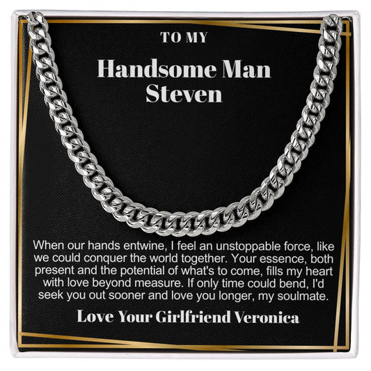 Personalized Cuban Chain Link Necklace for Husband, Soulmate or Boyfriend