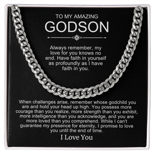 To Godson from God Parent Cuban Link Chain