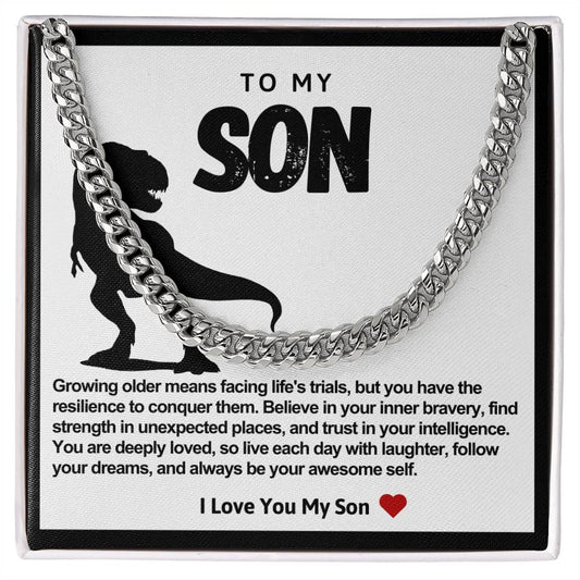 Son Cuban Chain Necklace- Dinosaur