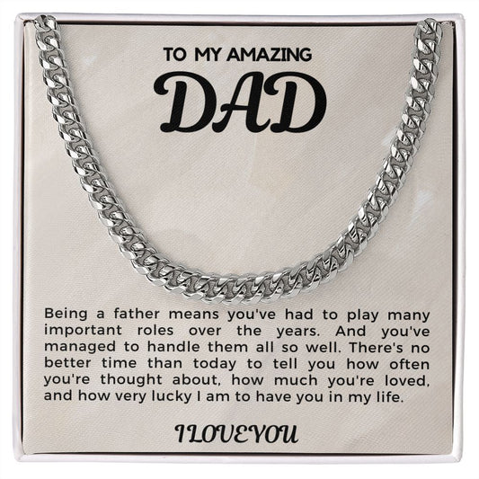 To My Amazing Dad Cuban Link Chain Necklace