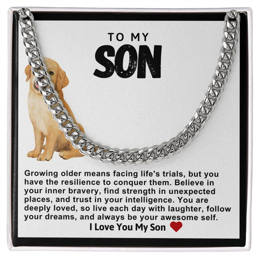 Son Cuban Chain Necklace- Puppy Dog