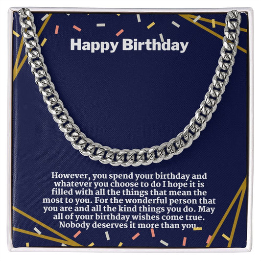 Happy Birthday Cuban Link Chain