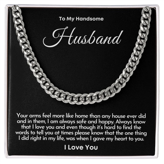 To My Handsome Husband Cuban Chain Necklace