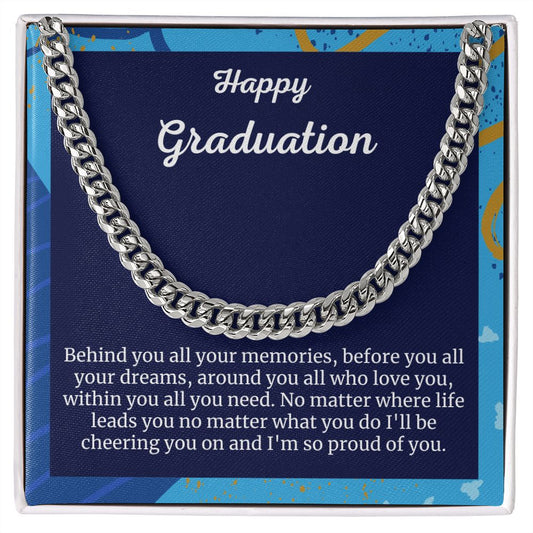 Happy Graduation Cuban Link Chain