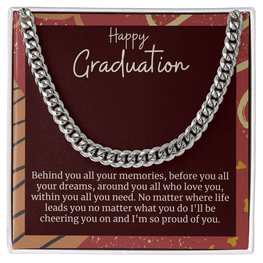 Happy Graduation Cuban Link Chain