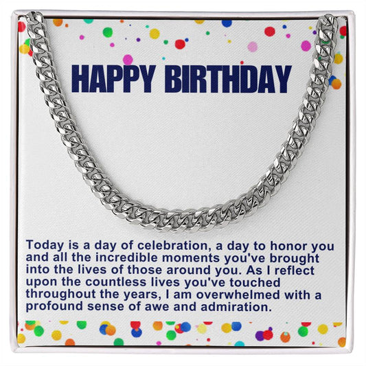 Happy Birthday Cuban Link Chain Necklace