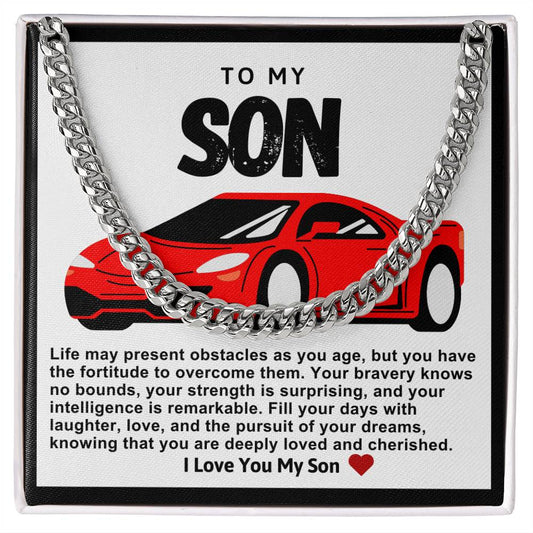 Son Cuban Chain Necklace- Red Sports Car