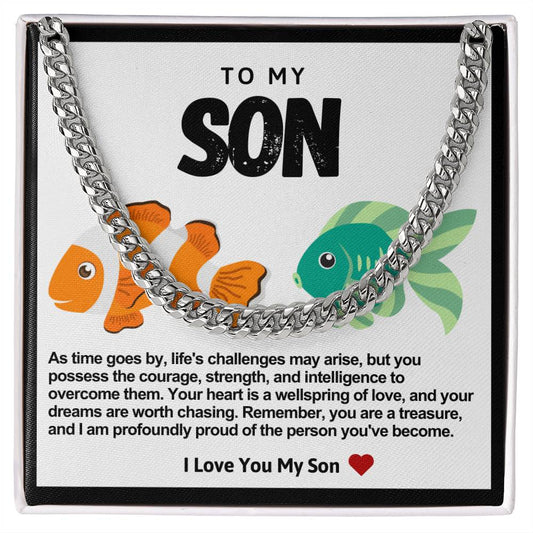 Son Cuban Chain Necklace Tiger Fish