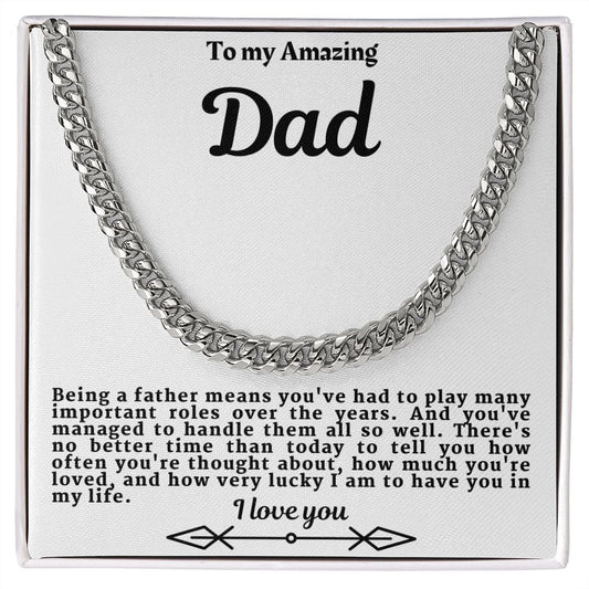 To My Amazing Dad Cuban Link Necklace