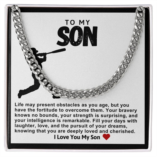 Son Cuban Chain Necklace- Baseball