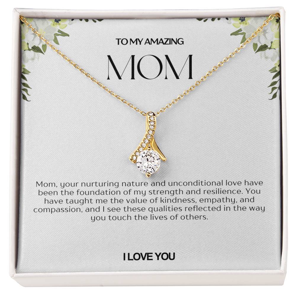 To My Amazing Mom Ribbon Shape Pendant Necklace