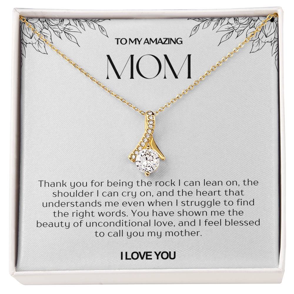 To My Amazing Mom Ribbon Shape Pendant Necklace