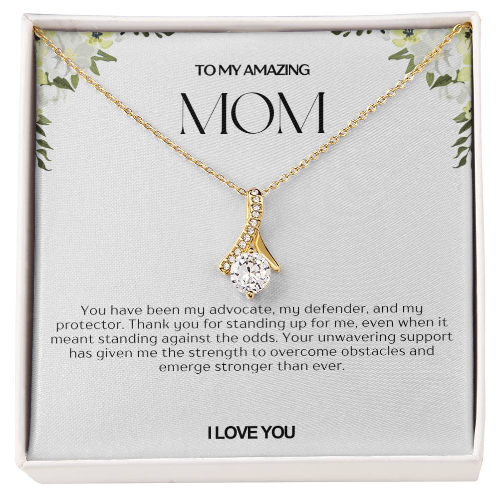 To My Amazing Mom Ribbon Shape Pendant Necklace