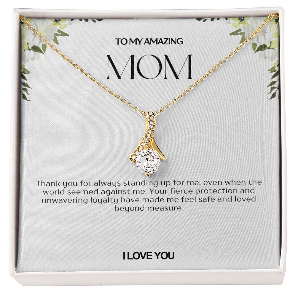 To My Amazing Mom Ribbon Shape Pendant Necklace