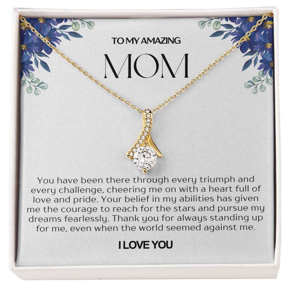 To My Amazing Mom Ribbon Shape Pendant Necklace