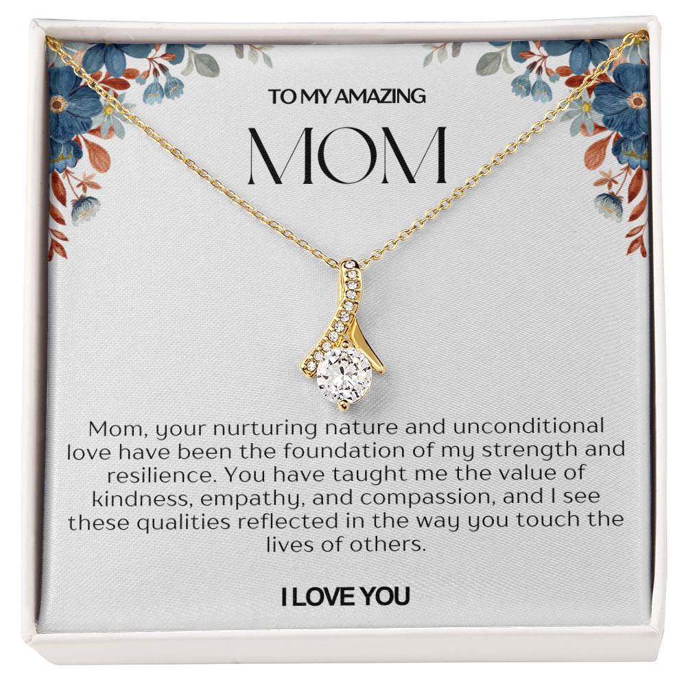 To My Amazing Mom Ribbon Shape Pendant Necklace