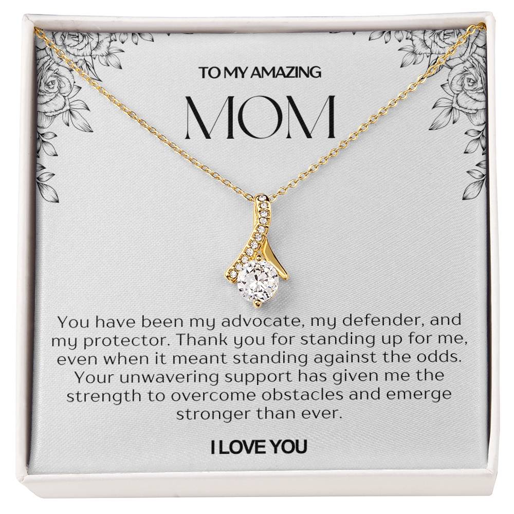 To My Amazing Mom Ribbon Shape Pendant Necklace