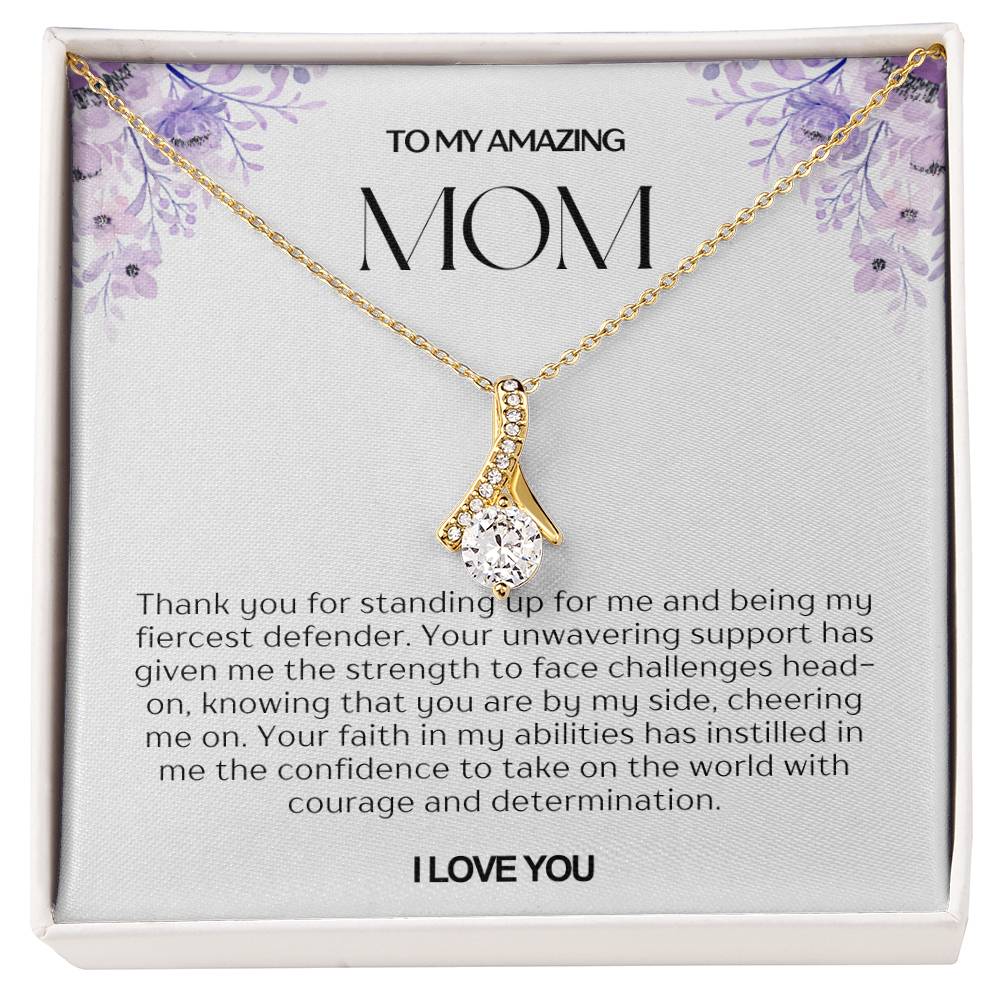 To My Amazing Mom Ribbon Shape Pendant Necklace