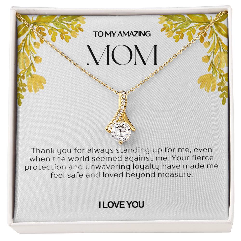 To My Amazing Mom Ribbon Shape Pendant Necklace