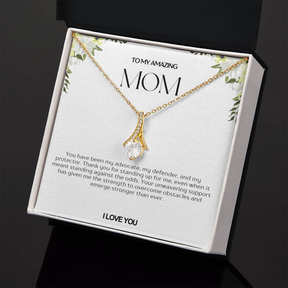 To My Amazing Mom Ribbon Shape Pendant Necklace