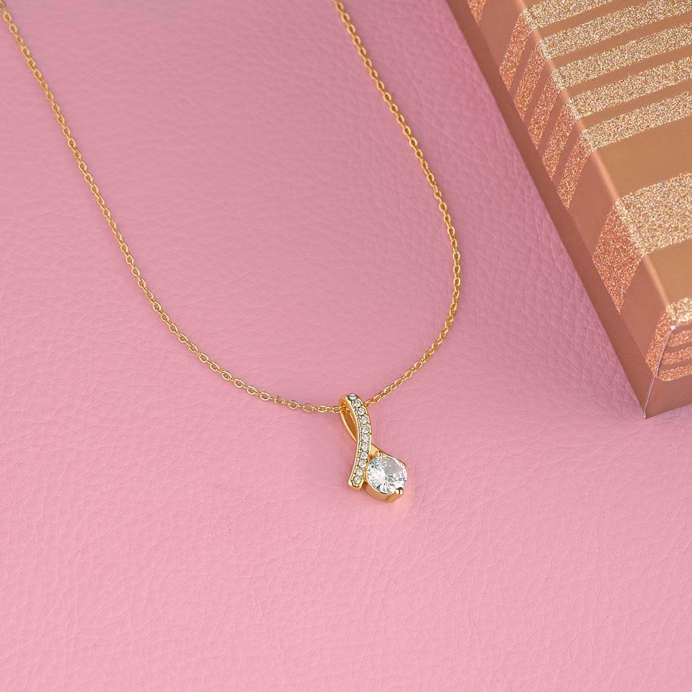 To My Amazing Mom Ribbon Shape Pendant Necklace