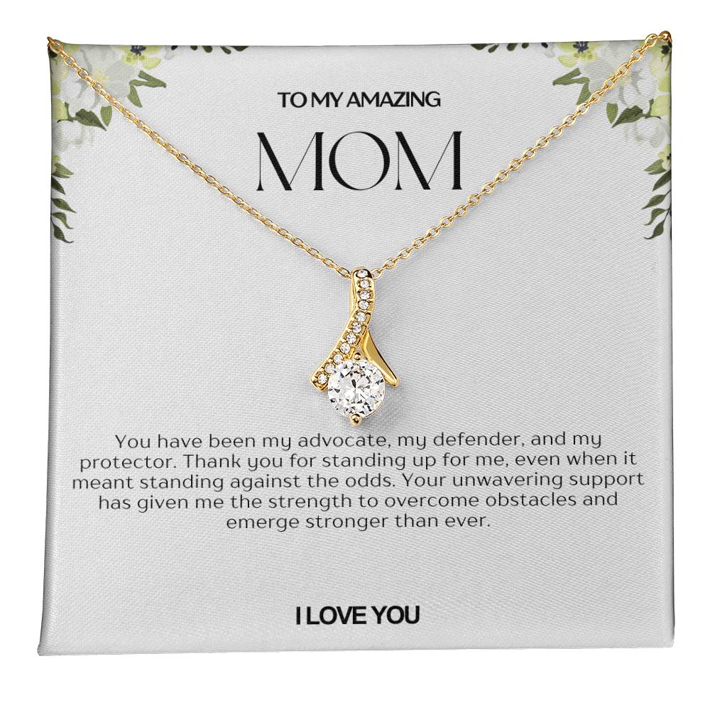 To My Amazing Mom Ribbon Shape Pendant Necklace