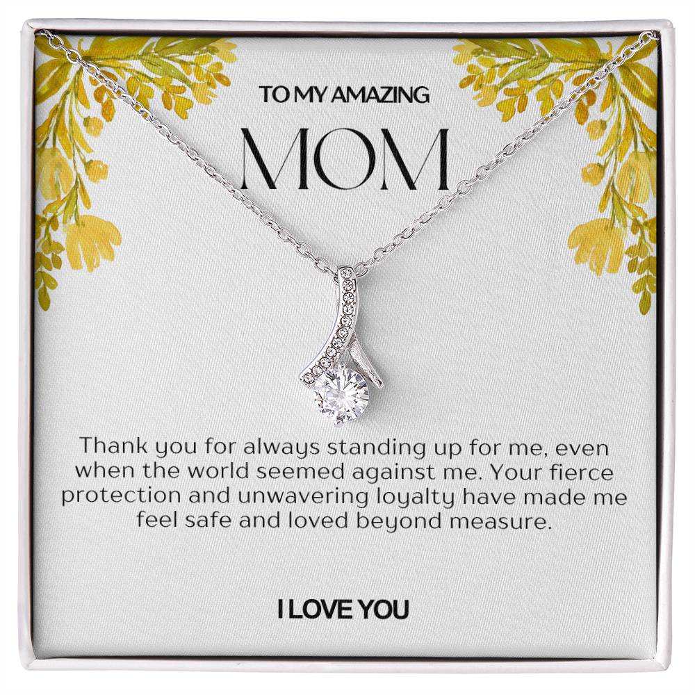 To My Amazing Mom Ribbon Shape Pendant Necklace