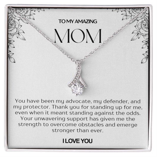 To My Amazing Mom Ribbon Shape Pendant Necklace