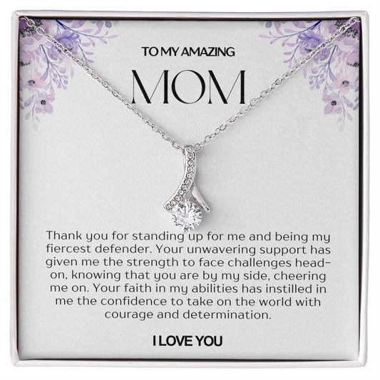 To My Amazing Mom Ribbon Shape Pendant Necklace