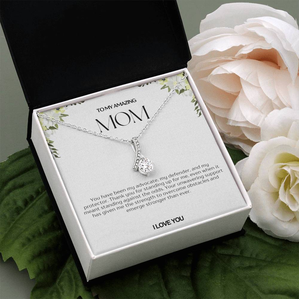 To My Amazing Mom Ribbon Shape Pendant Necklace