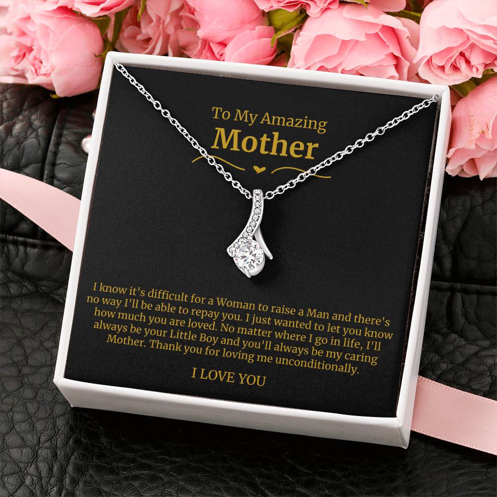 26 To My Amazing Mom Necklace-I Know It Is Difficult For a Woman To Raise a Mann