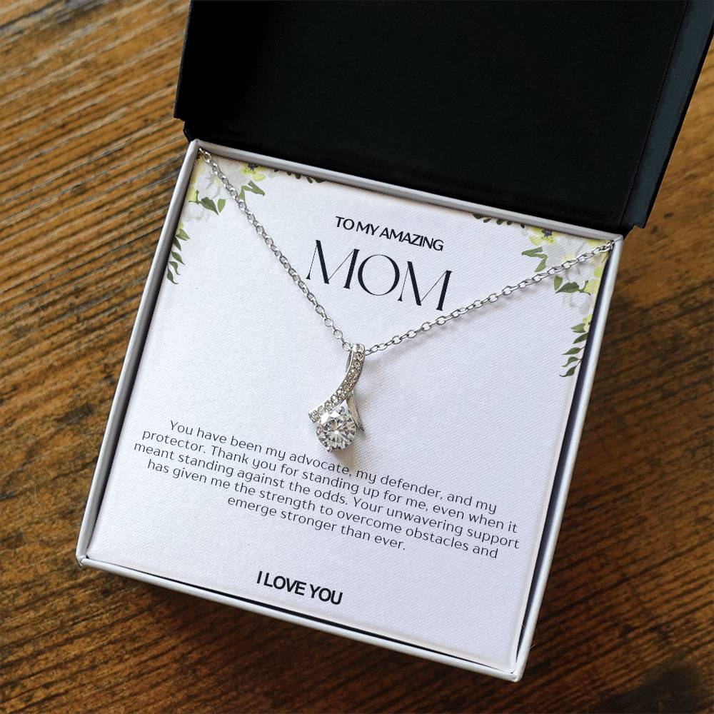 To My Amazing Mom Ribbon Shape Pendant Necklace