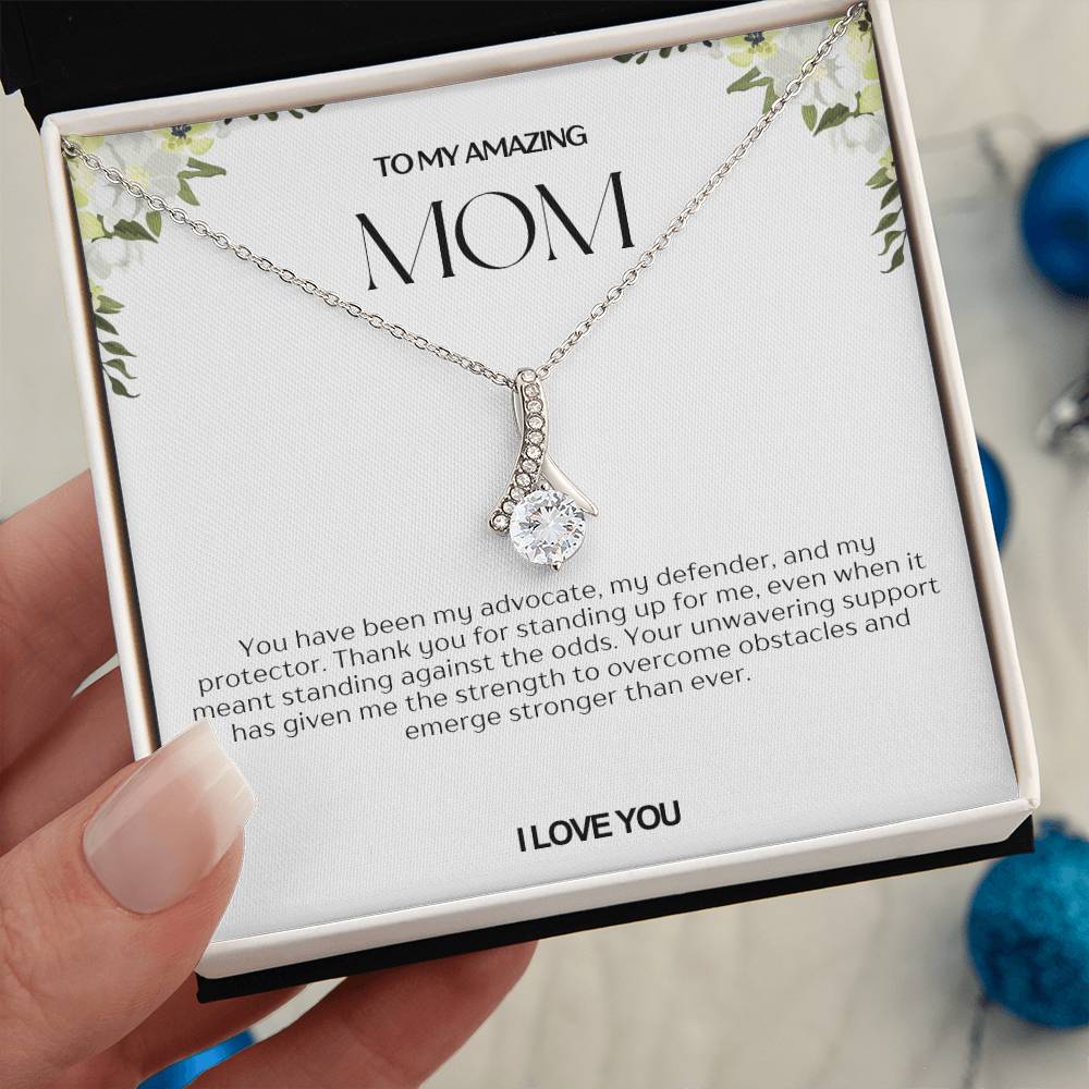 To My Amazing Mom Ribbon Shape Pendant Necklace