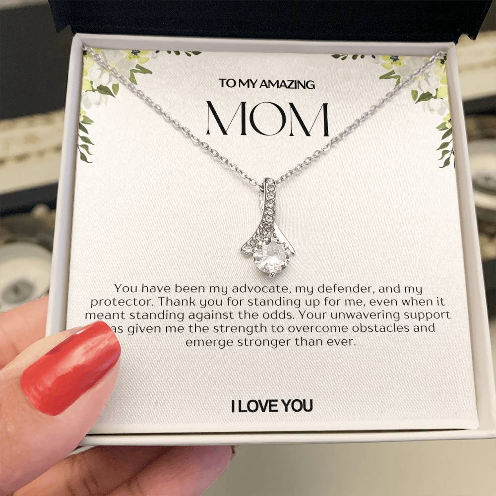 To My Amazing Mom Ribbon Shape Pendant Necklace