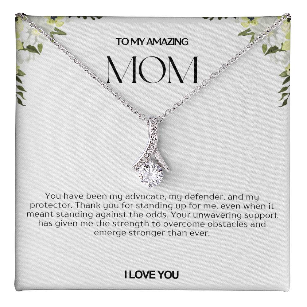 To My Amazing Mom Ribbon Shape Pendant Necklace