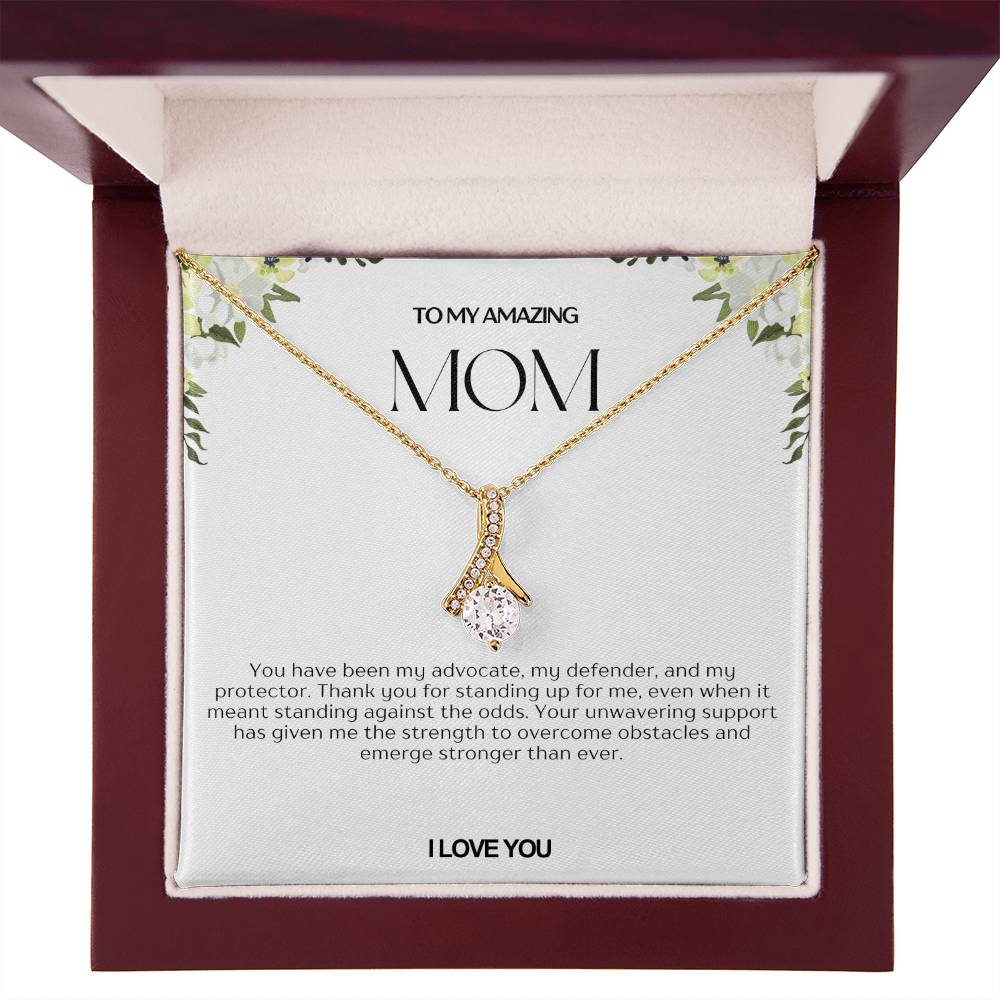 To My Amazing Mom Ribbon Shape Pendant Necklace