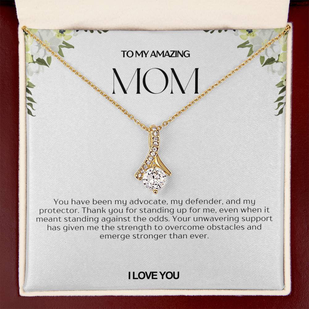 To My Amazing Mom Ribbon Shape Pendant Necklace