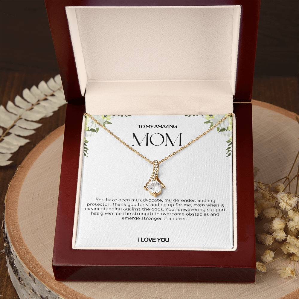 To My Amazing Mom Ribbon Shape Pendant Necklace