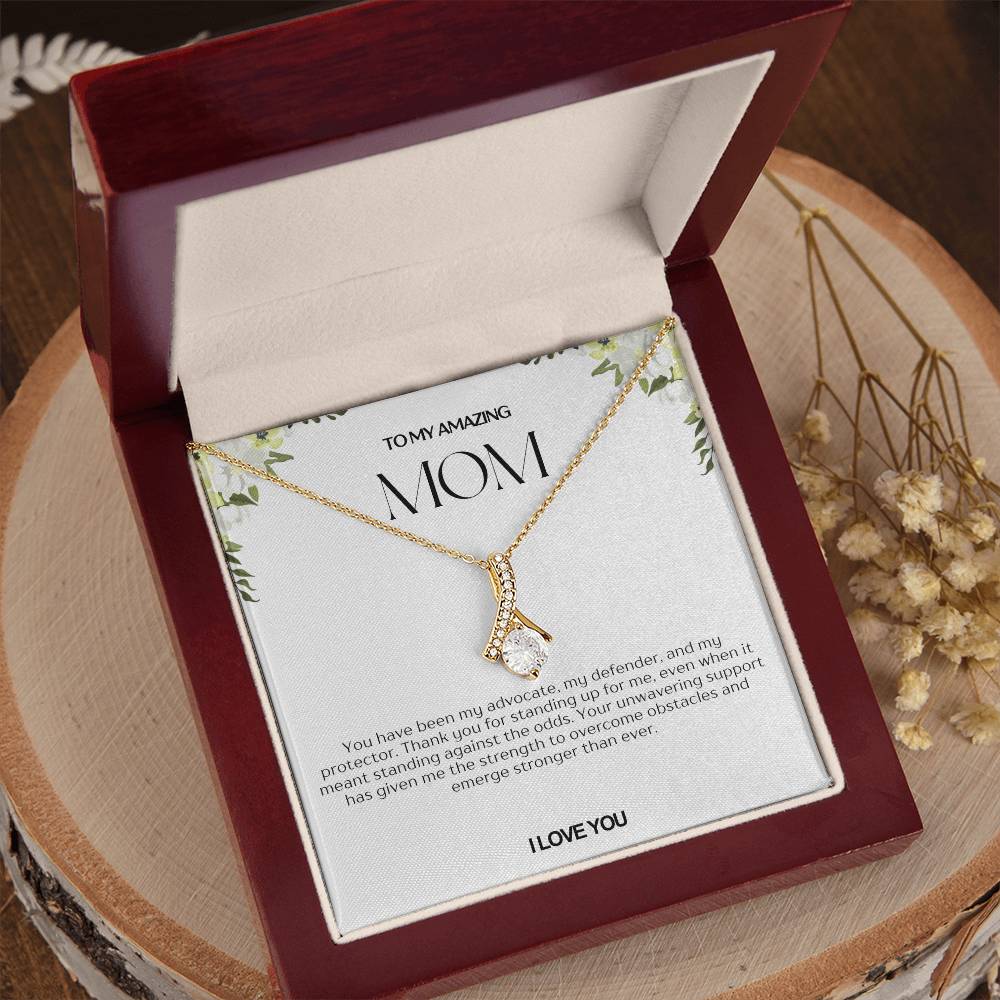 To My Amazing Mom Ribbon Shape Pendant Necklace