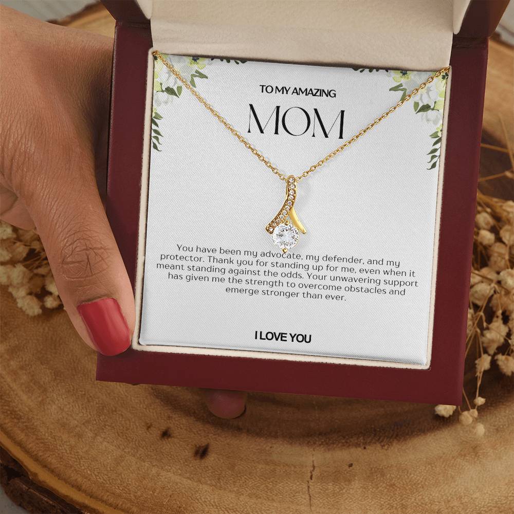 To My Amazing Mom Ribbon Shape Pendant Necklace