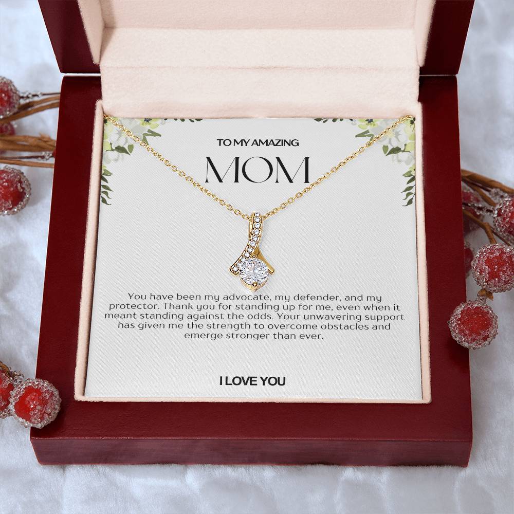 To My Amazing Mom Ribbon Shape Pendant Necklace