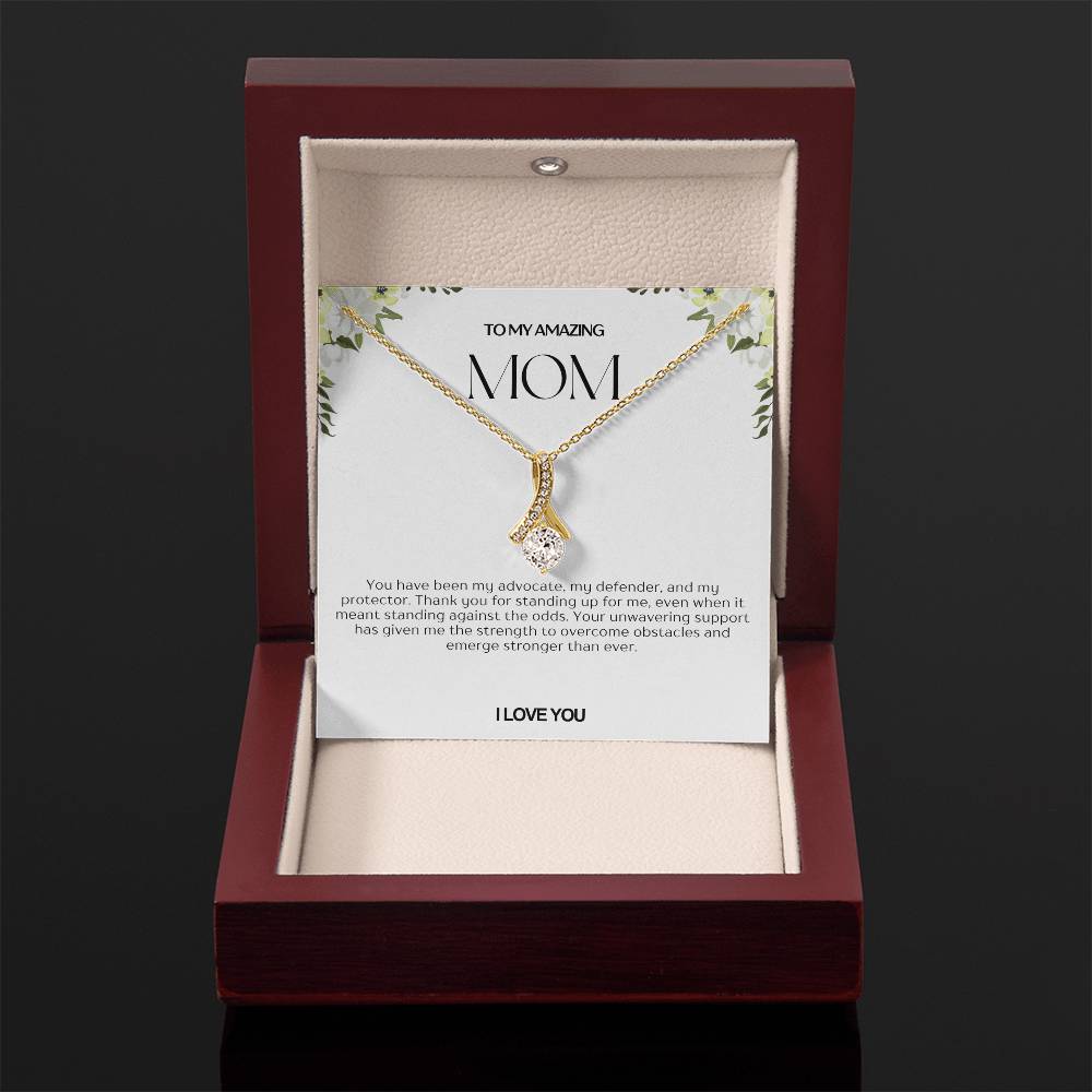 To My Amazing Mom Ribbon Shape Pendant Necklace