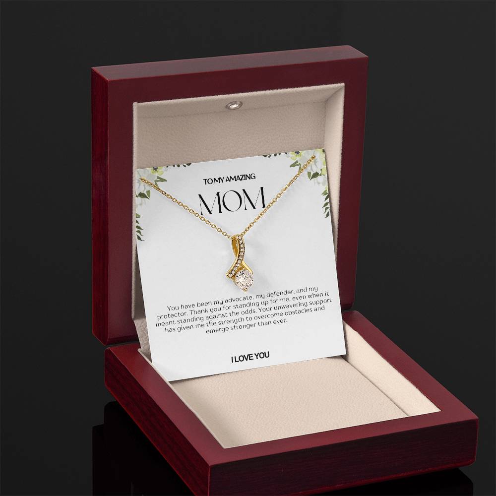 To My Amazing Mom Ribbon Shape Pendant Necklace