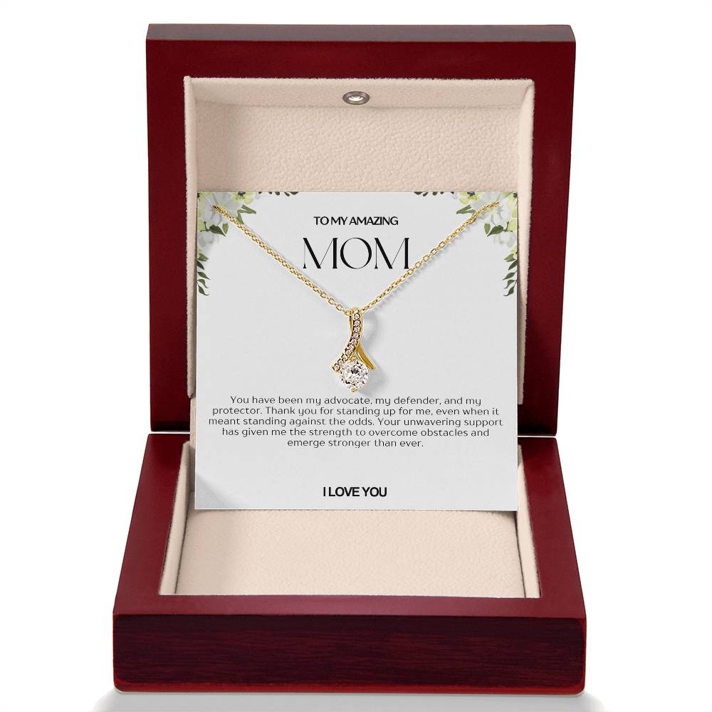 To My Amazing Mom Ribbon Shape Pendant Necklace