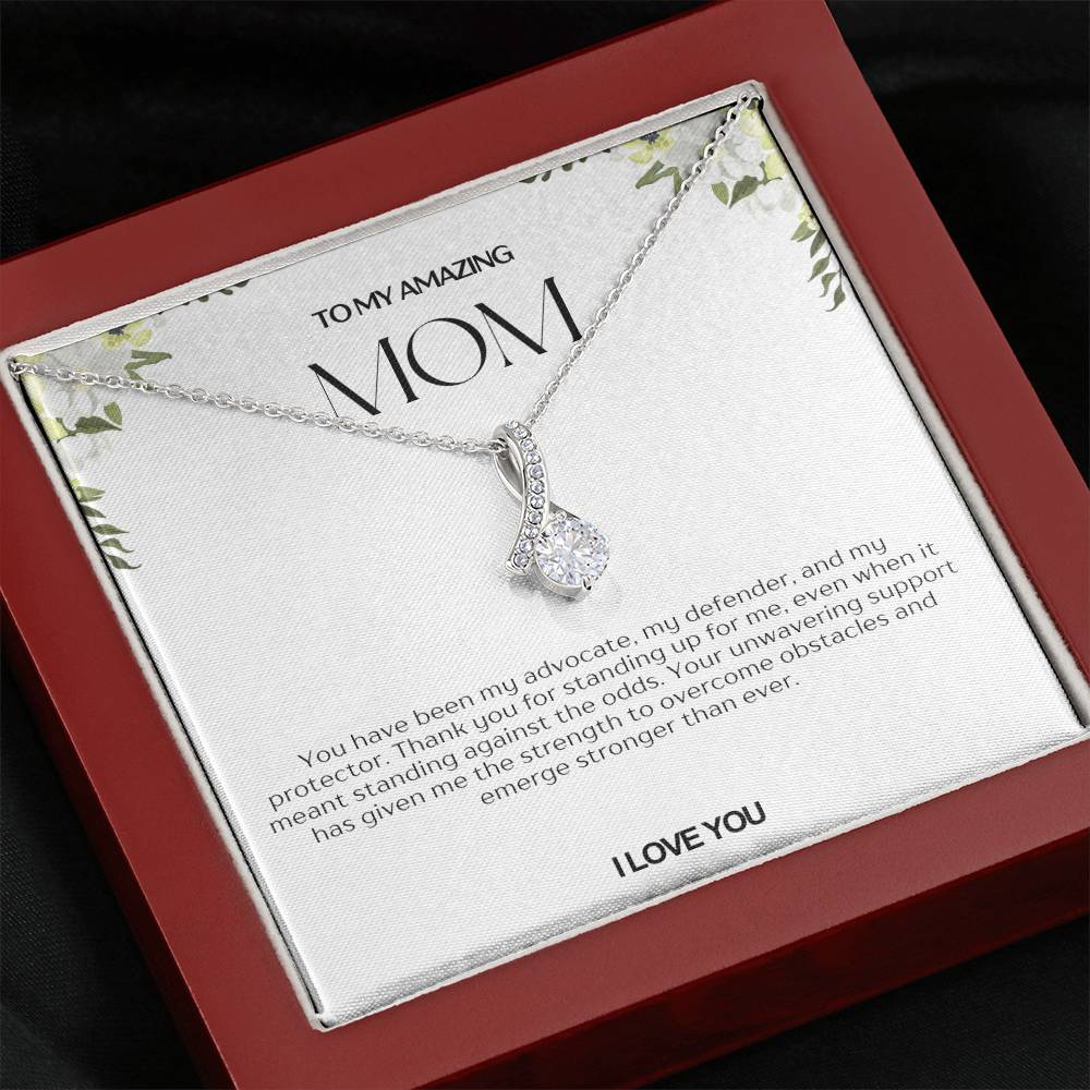 To My Amazing Mom Ribbon Shape Pendant Necklace