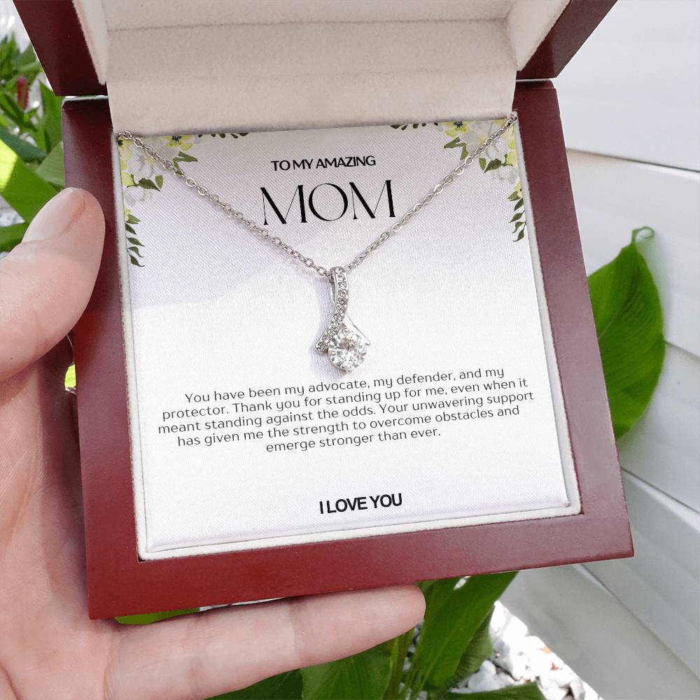 To My Amazing Mom Ribbon Shape Pendant Necklace