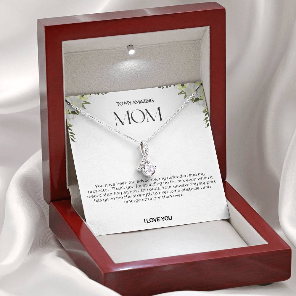 To My Amazing Mom Ribbon Shape Pendant Necklace