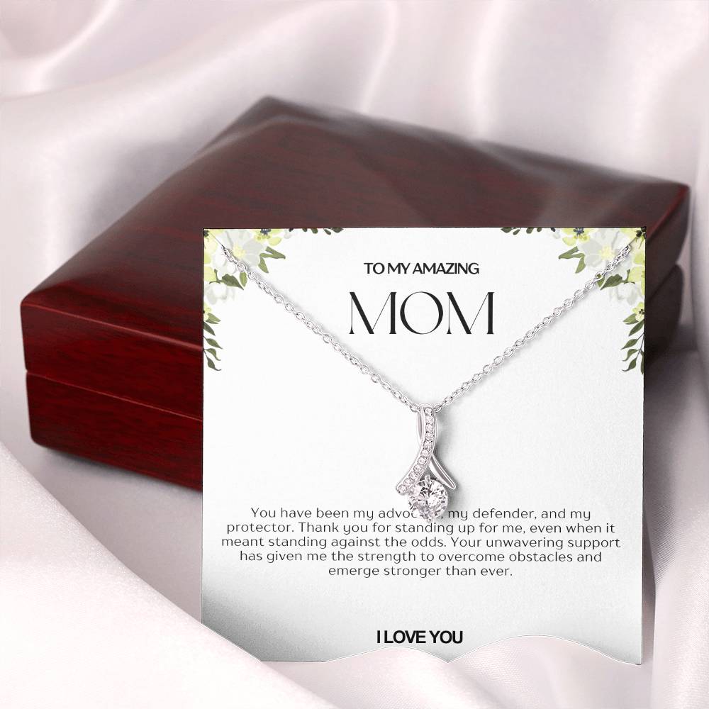 To My Amazing Mom Ribbon Shape Pendant Necklace