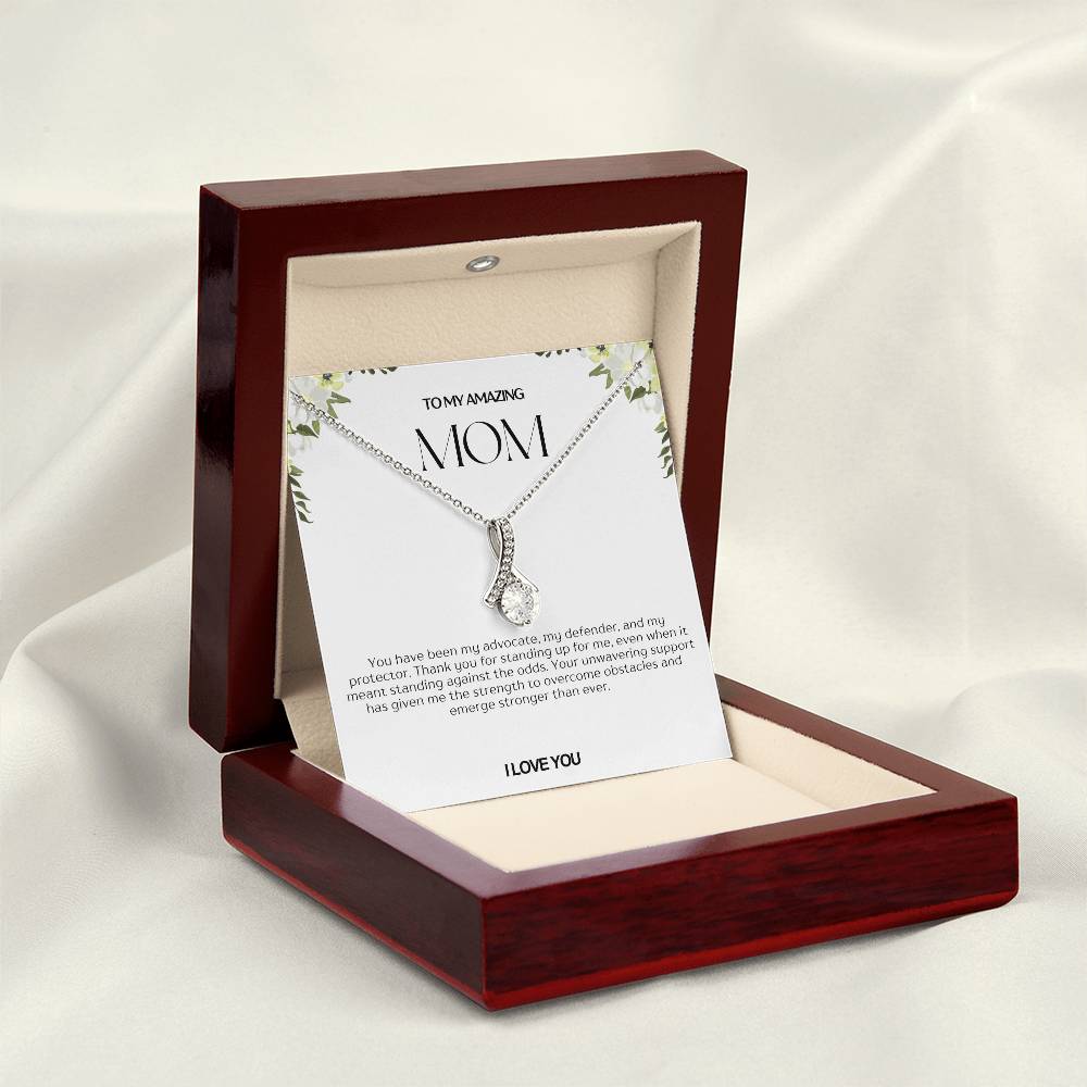 To My Amazing Mom Ribbon Shape Pendant Necklace