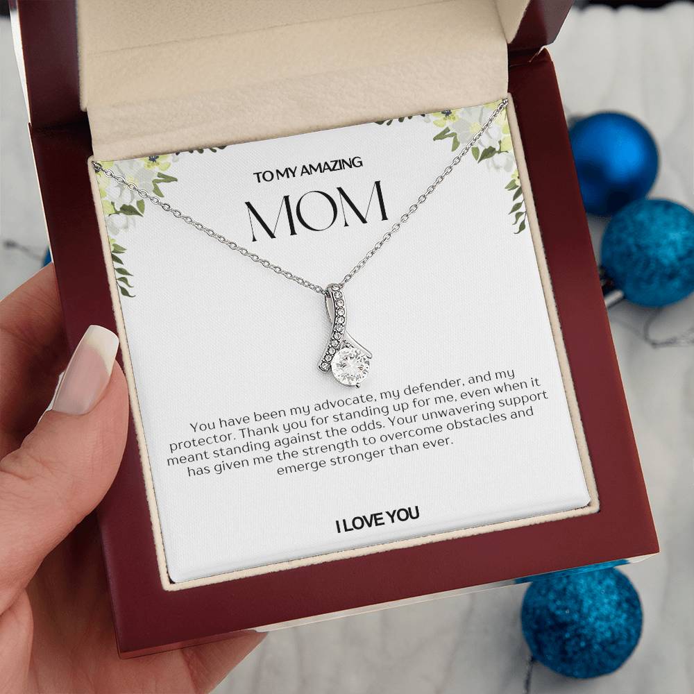 To My Amazing Mom Ribbon Shape Pendant Necklace